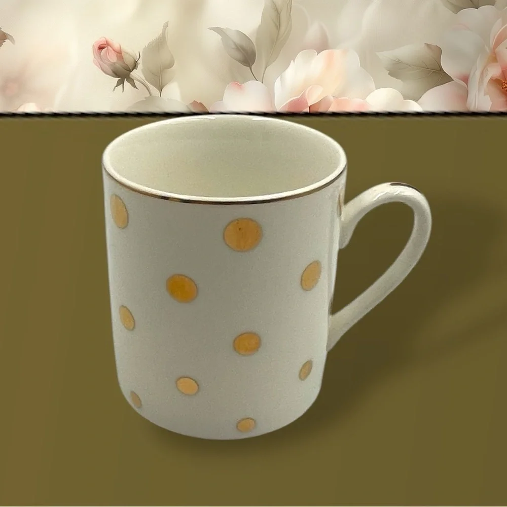 GRACE TEAWARE White Gold Polka Dots 4 Piece Tea DEMITASSE ESPRESSO Set